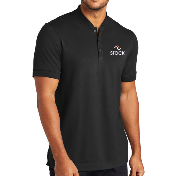 Stock Embroidered - Stretch Pique Henley Thumbnail