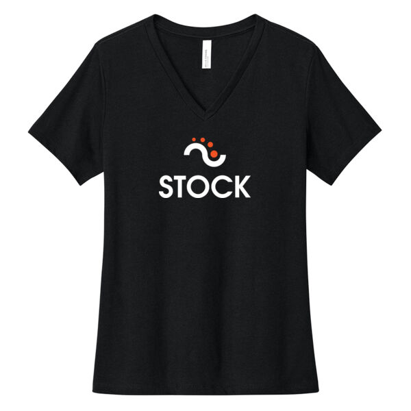 Stock Printed - Women's Relaxed Heather CVC V Neck Tee Thumbnail